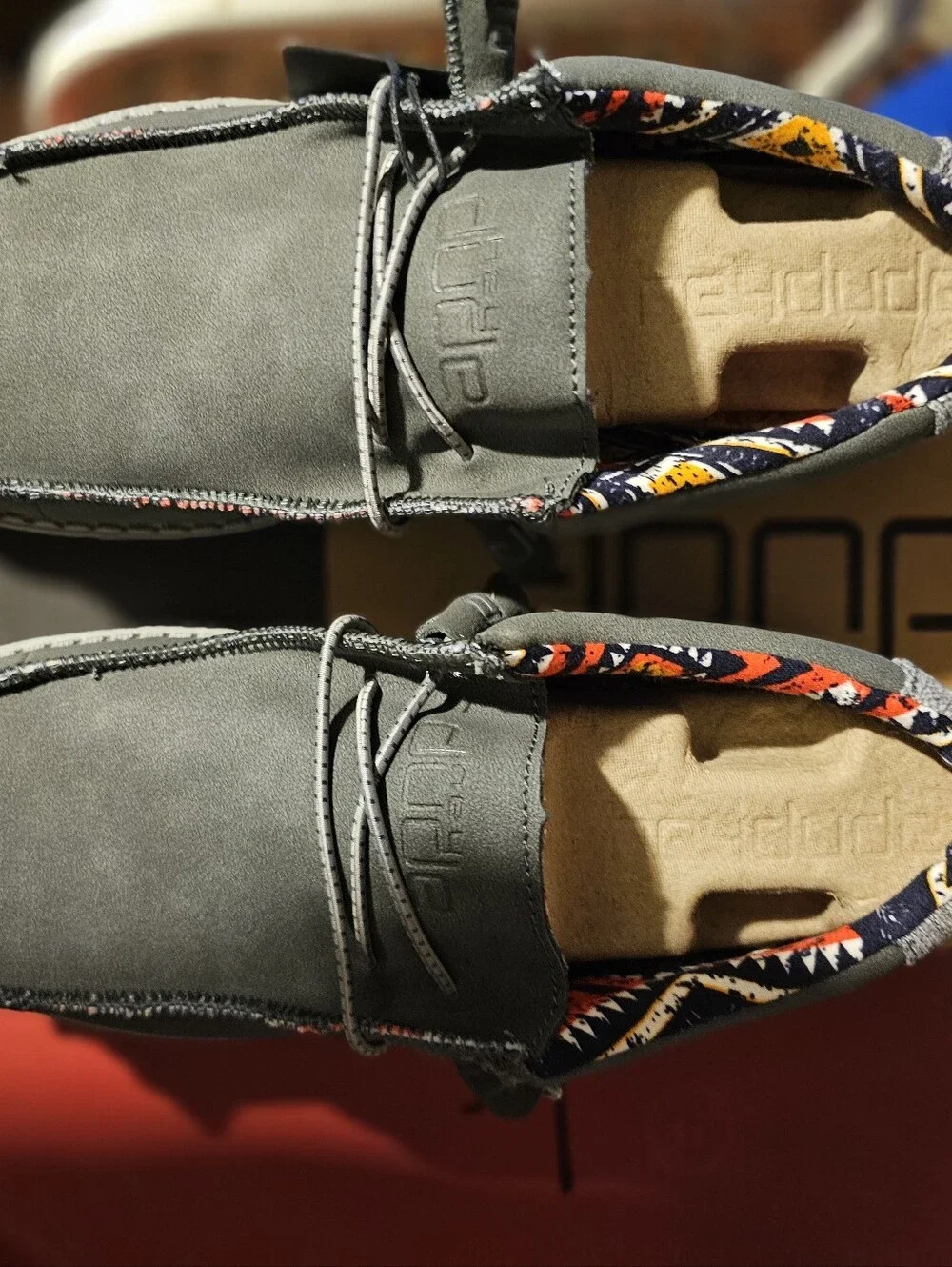 Hey Dude Wally Recycled Leather Quarry Charcoal Grey M7 or W9 Lil Fraying In Fro